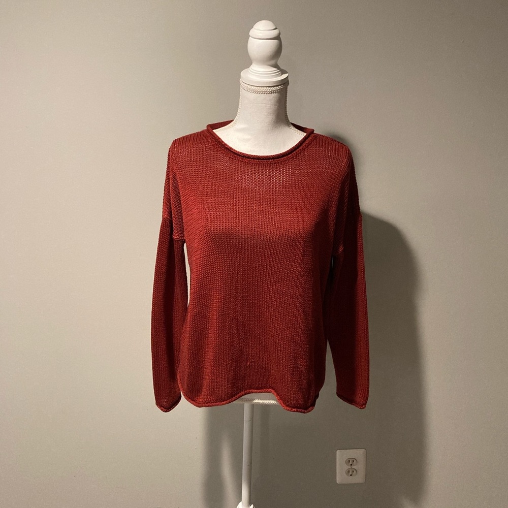 H&M Red Loose Knit Lightweight Oversized Sweater XS